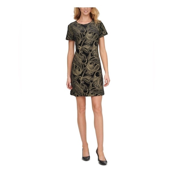 Calvin Klein - Womens Velvet Embroidered Mini Dress NWT Size 10 - Picture 1 of 9